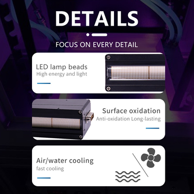 UV LED Curing System Super Power 600W 1200W 395nm 120° water cooling SMD یا COB با قدرت بالا برای پخت UV