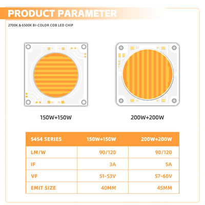 5454 دو رنگ 2700k 6500k Cct قدرت بالا 1500w 200w Cob LED Chip Module برای چراغ عکاسی
