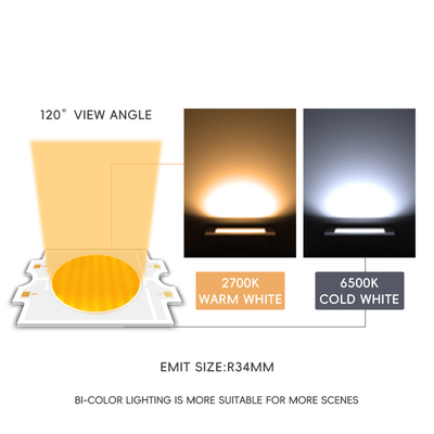 2700K+6500K 4055 CSP LED Cob Chip تنظیم پذیر دو رنگ 100W 200W 300W COB LED ماژول CRI95