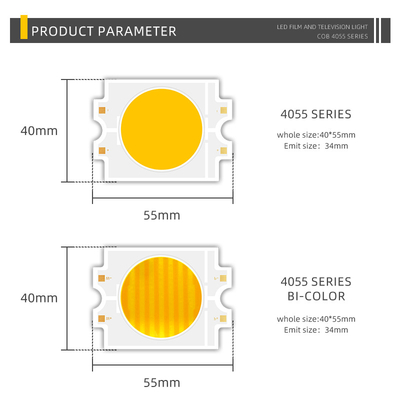 LED قدرت سفارشی 300W دو رنگ گرم + سرد سفید 4055 دو رنگ CCT CRI95 COB تراشه LED