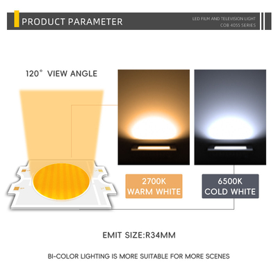 LED قدرت سفارشی 300W دو رنگ گرم + سرد سفید 4055 دو رنگ CCT CRI95 COB تراشه LED
