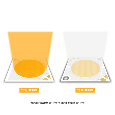 2424 دو رنگ COB LED CCT 2700k تا 6500k CRI95 بالا COB LED Chip Reflector شکل R21mm 40W + 40W 100-110lm / w 1.1A 36-38V چراغ های COB