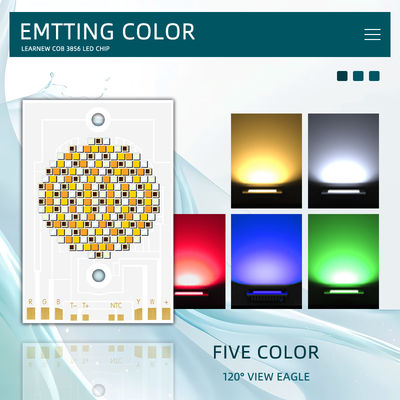 تراشه LED COB با توان بالا 300 وات 500 وات RGBWW 38x56mm 110LM/W 2400K-7000K برای روشنایی تجاری