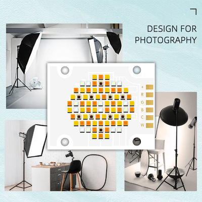 تراشه LED COB پنج رنگ RGBWC با توان 180 وات و 300 وات، ولتاژ ورودی 21-24 ولت و زاویه دید 120 درجه برای نورپردازی عکاسی