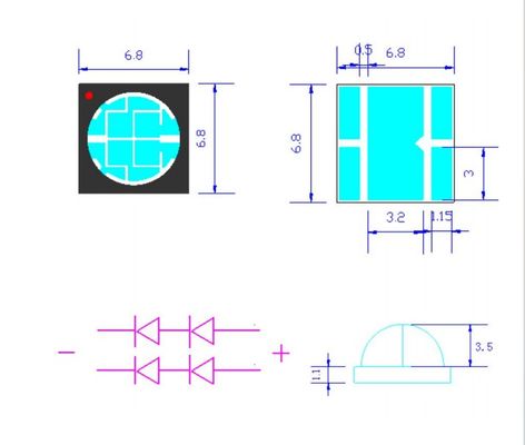 فابریک مستقیم UVA LED Chip SMD6868 365nm 385nm 395nm 10W UV LED Light برای درمان UV و چاپگر 3D