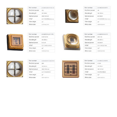 3W 365nm 3838 SMD 700mA 3V 60DEG UV UVA LED دیود چاپ فلکسو 385nm 60DEG 395nm LED Chip Curing 810-1500mW چاپگر سه بعدی