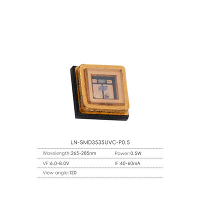 ماژول‌های دیود LED UVC عمیق 0.5 وات 3535 با توان 8-12 میلی‌وات و زاویه 120 درجه در طول موج 270-280 نانومتر