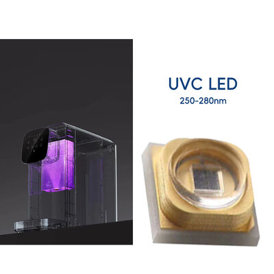 1W 225 نانومتر UVC پیکاپ 233.8 نانومتر قدرت نوری LED 2-3 میلی‌وات 6-8 ولت 150 میلی‌آمپر SMD 3.8 میلی‌متر دیود LED UV-C لنز گنبدی 60 درجه