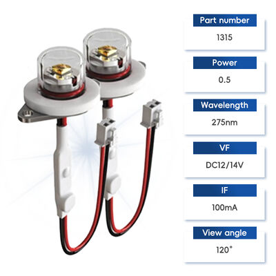 بهره وری بالا قیمت محیط زیست UV UV-C DC12V UVC ماژول LED 275nm 0.5W 40mA IP68 DC24V آب هوا پاک کننده 6-10mW