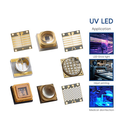 تراشه LED UVA صنعتی با توان بالا 395 نانومتر 125 وات نور UV با حرارت کم 4-7 ولت Ra95 زاویه پرتو 120 درجه برای پخت رزین پرینتر سه بعدی