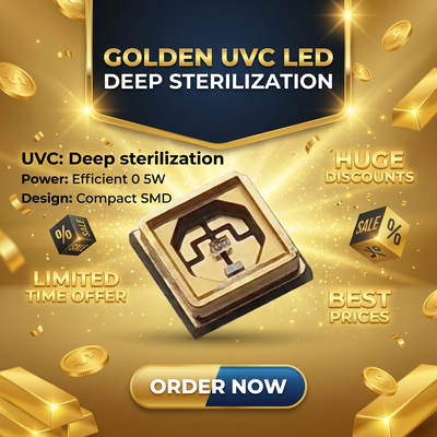 CRI 90 2 سال گارانتی قدرت بالا UV درمان و تعقیم LED چیپ 120 زاویه دید SMD3535 UVA 0.5W 265nm UV LED