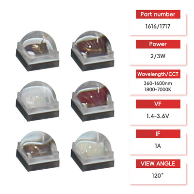 چیپ LED با توان بالا LEARNEW 2 وات 3 وات ALN با روکش مس، طیف گسترده 1800K-7000K، زاویه دید 120 درجه، 2.8-3.4 ولت، رنگ قابل سفارشی‌سازی